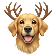 Golden retriever wearing reindeer antlers sticker