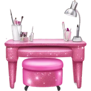 Pink glitter nail salon table  sticker