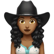 cowgirl black hair sticker