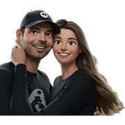 couple smiling under the sky sticker