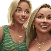 smiling girls with jewelry sticker