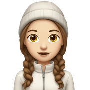 white girl with brown hair wearing a white and brown winter outfit sticker