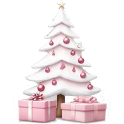 Light pink Christmas gifts under a white Christmas tree  sticker