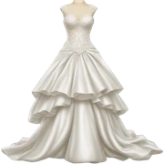 Hyper Realistic ornate satin Wedding dress displays  sticker