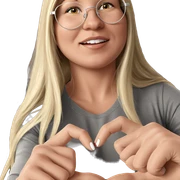 blonde girl with heart hands sticker