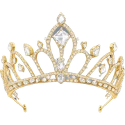 dainty diamond crystal tiara gold sticker