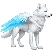 Whitelightblue wolf with wings sticker