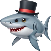 Shark with a top hat sticker