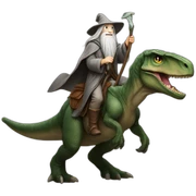 Gandalf riding a dinosaur sticker
