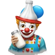 a clown holding a milk cap sticker