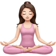 Brunette, Long hair, white skinne, light pink closets, closed eye girl in make yoga sticker