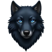 a full black wolf with blue eyes sticker