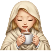 girl inside a blanket sipping coffee eyes closed sticker
