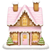 light pink and gold and white gingerbread house sticker