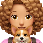 smiling girl with shiba inu sticker
