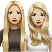 woman with long blonde hair and blue eyes next to woman with dark blonde hair with brown eyes portrait  sticker