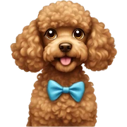 brown poodle wearing a bow sticker