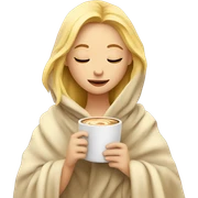 Blonde girl inside a blanket sipping coffee eyes closed sticker