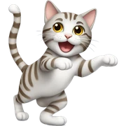 Light grey brown tabby cat dancing standing  sticker