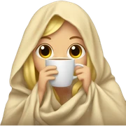 blonde girl inside a blanket sipping coffee sticker