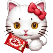 Hello Kitty Cat With Eating Kit Kat Chocolate sticker