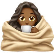 girl inside a blanket sipping coffee eyes closed sticker