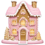 light pink and gold and white gingerbread house sticker