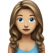 tan Pretty girl with long brown hair  and blue eyes  sticker