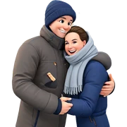 happy couple in winter outdoors sticker