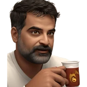male with cup indoors sticker