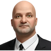 bald man in formal attire sticker