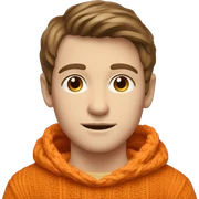 brunette pale boy with light straight brown hair in orange boho jumper sticker