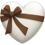 White heart with brown bow sticker