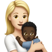 White woman holding black baby  sticker
