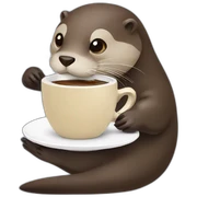 Otter drinking coffee sticker