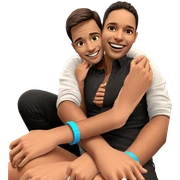 hugging with a joyful smile sticker
