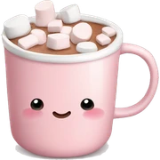 Light Pink mug of hot chocolate with marshmallows  sticker