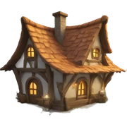 a fantasy house with fantasy elements sticker