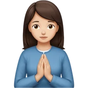 Woman medium dark brown hair light medium skin praying sticker
