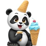 Panda eating ice cream sticker