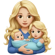 Blonde long wavy hair lady holding a baby sticker