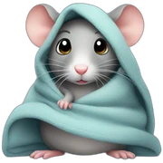 rat cozy in blanket sticker