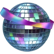 disco ball with ribbon on top sticker