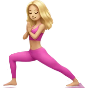 long hair blonde girl doing yoga wearing pink sticker