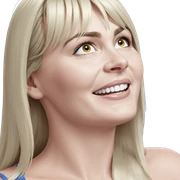blonde girl portrait on blue sticker