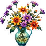 painting of autumn flowers,  monet style sticker