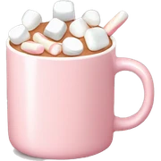Light Pink mug of hot chocolate with marshmallows  sticker
