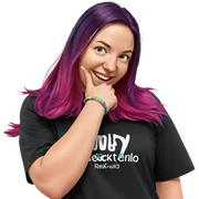 smiling girl with multicolored hair sticker