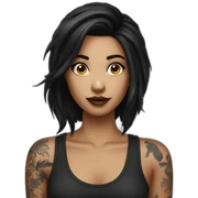 Tattoo dark hair girl sticker