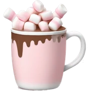 Light Pink mug of hot chocolate with marshmallows  sticker